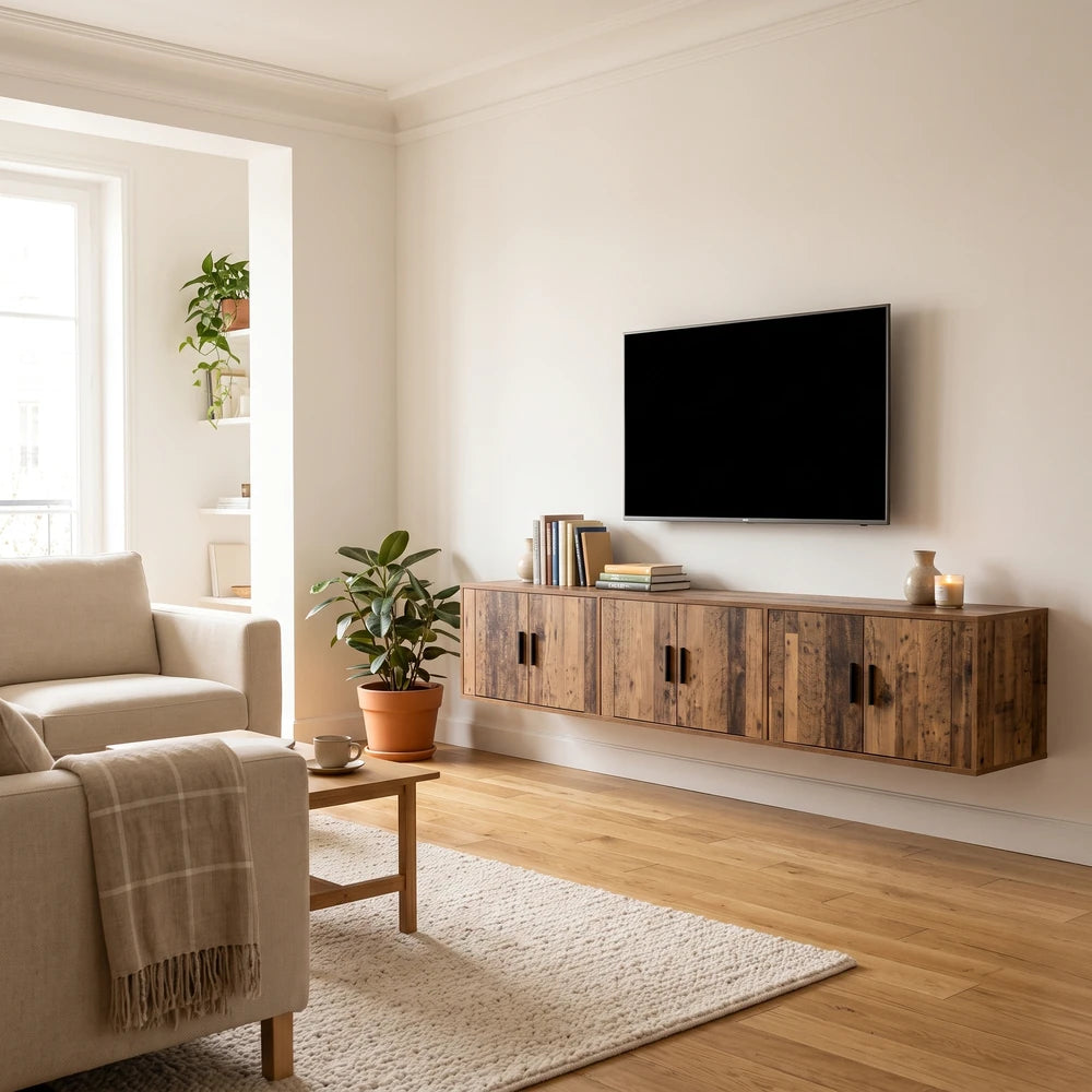 Ensemble meuble tv mural 3 pièces bois | Arka