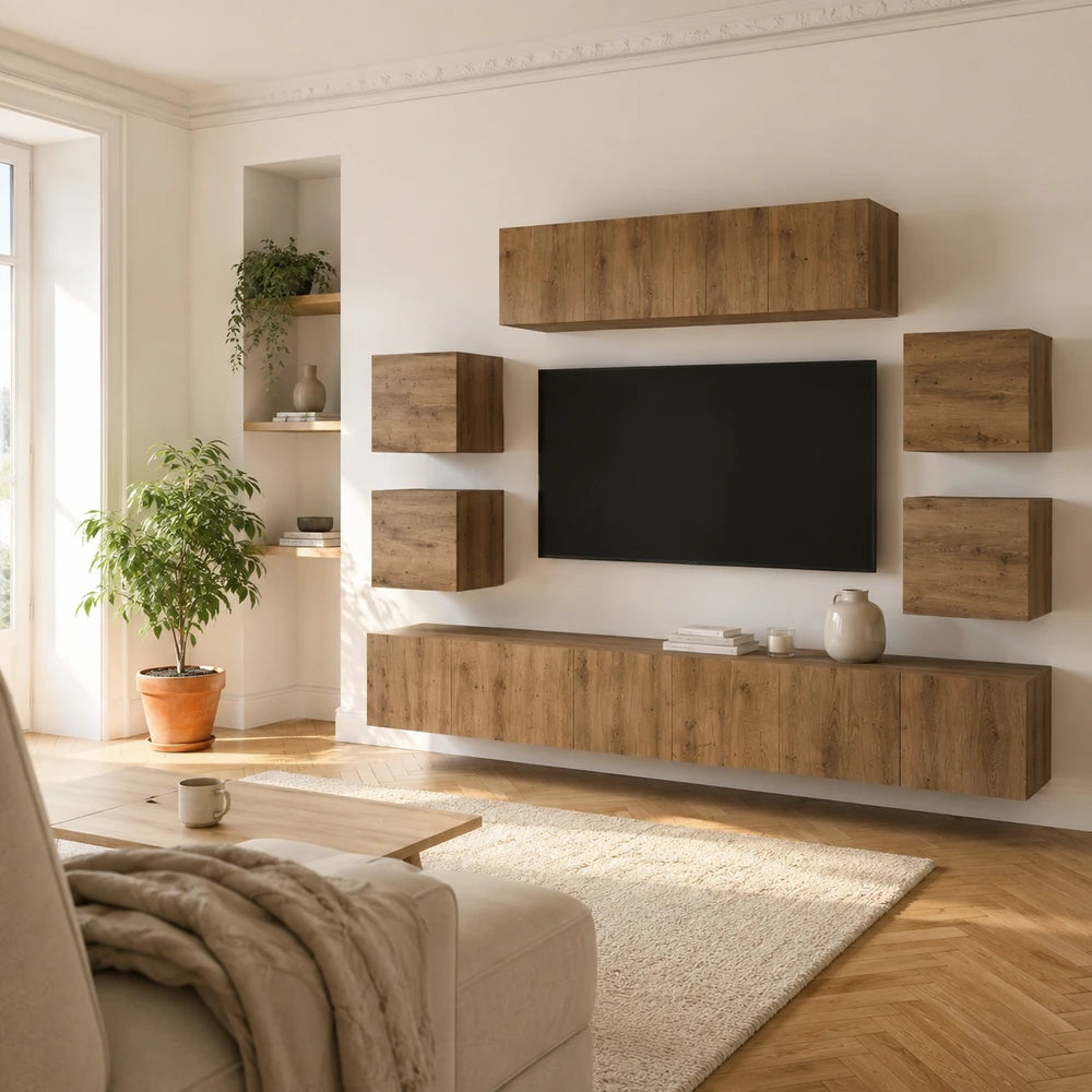 Ensemble meuble tv mural 7 pièces | Nordia