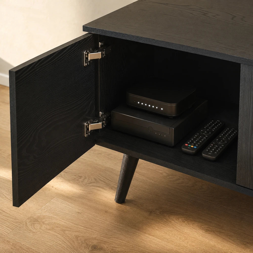 Meuble tv bas bois pieds compas | Loma