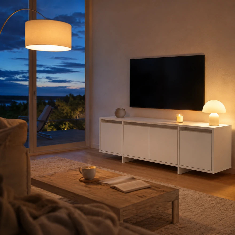 Meuble tv blanc 4 portes | Lina