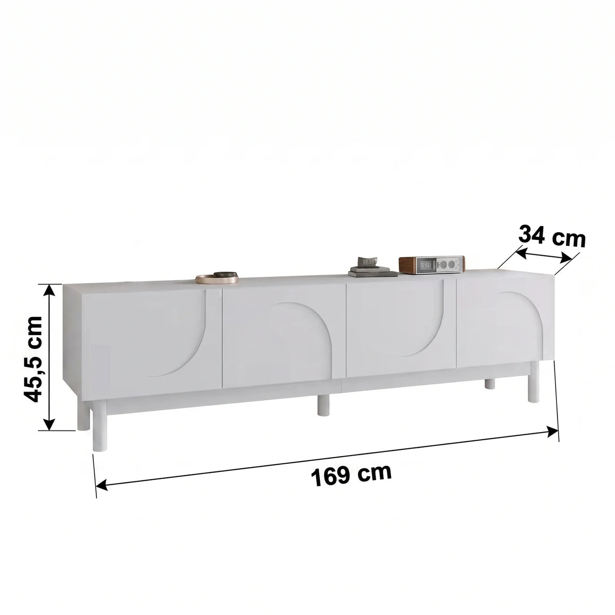 Meuble tv blanc portes courbes | Vela