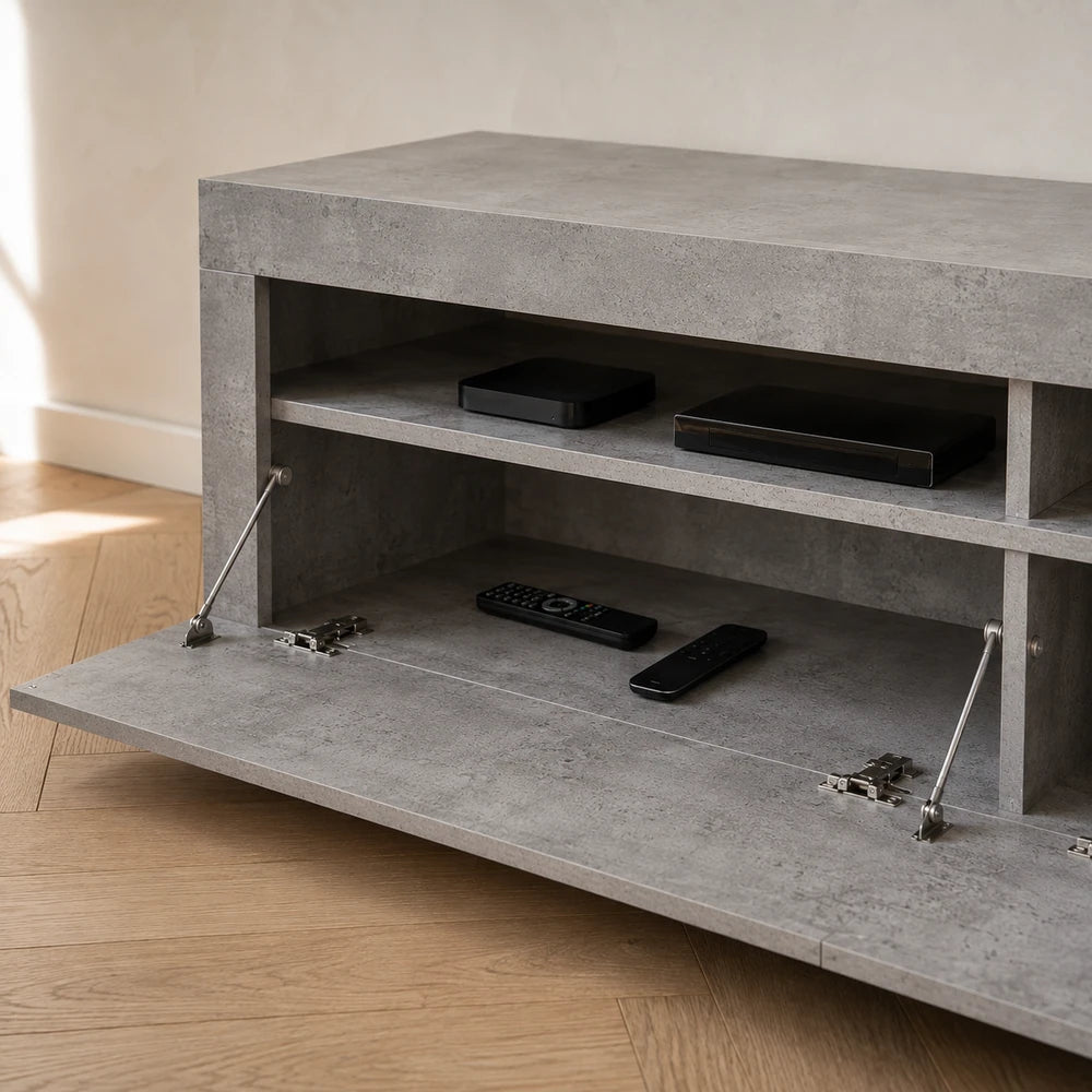 Meuble tv led gris béton | Cendra