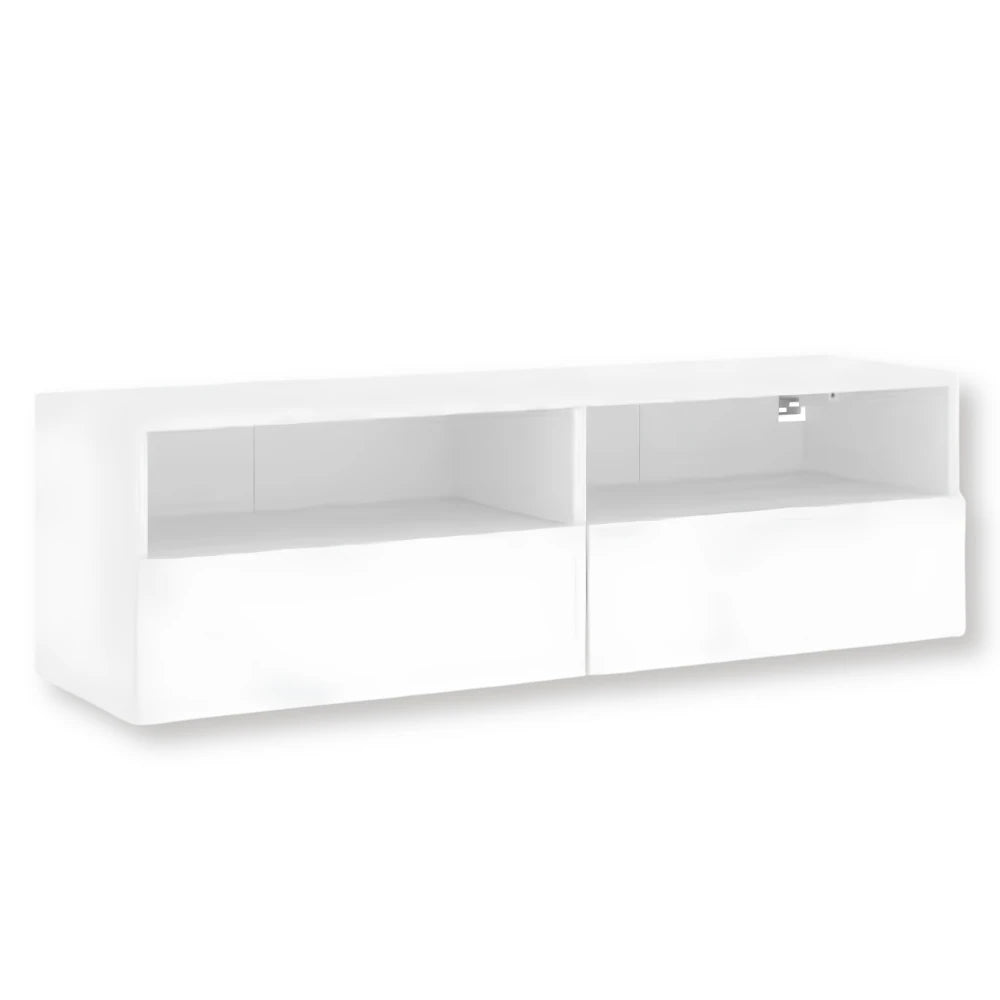 Meuble tv mural blanc faible profondeur | Nima