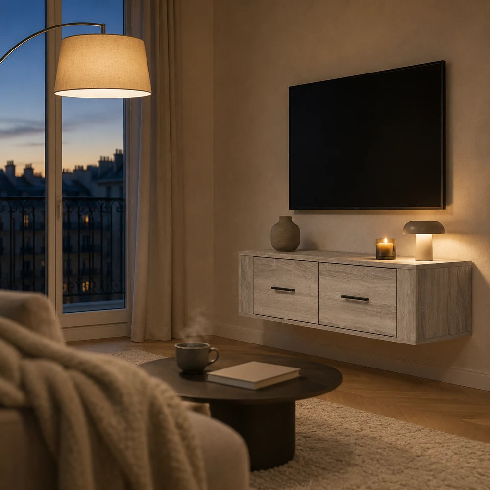 Meuble tv suspendu gris | Nyra