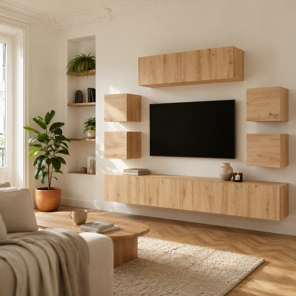 Ensemble meuble tv mural 7 pièces | Nordia