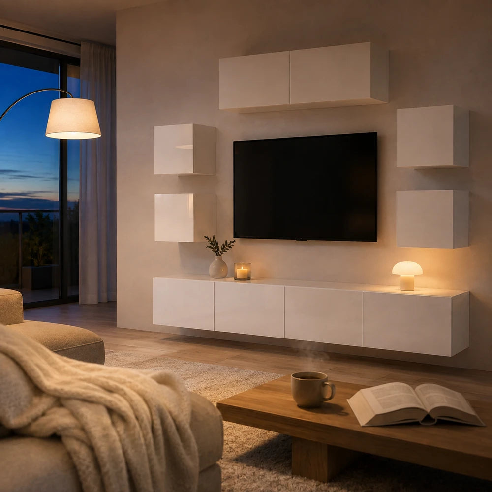 Ensemble meuble tv mural 7 pièces | Nordia