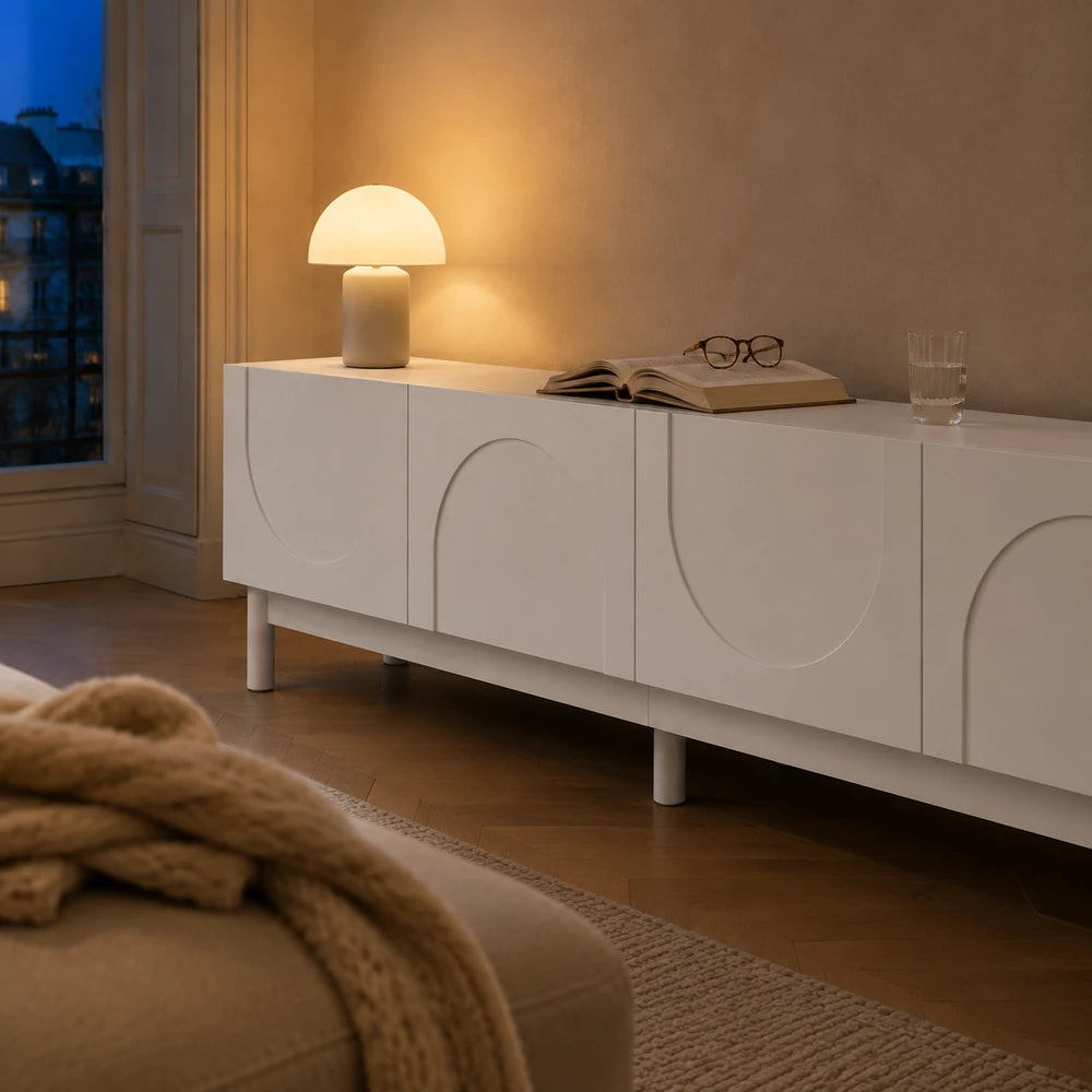 Meuble tv blanc portes courbes | Vela