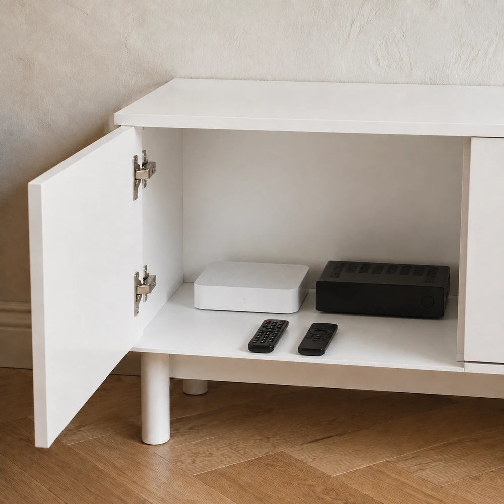 Meuble tv blanc portes courbes | Vela