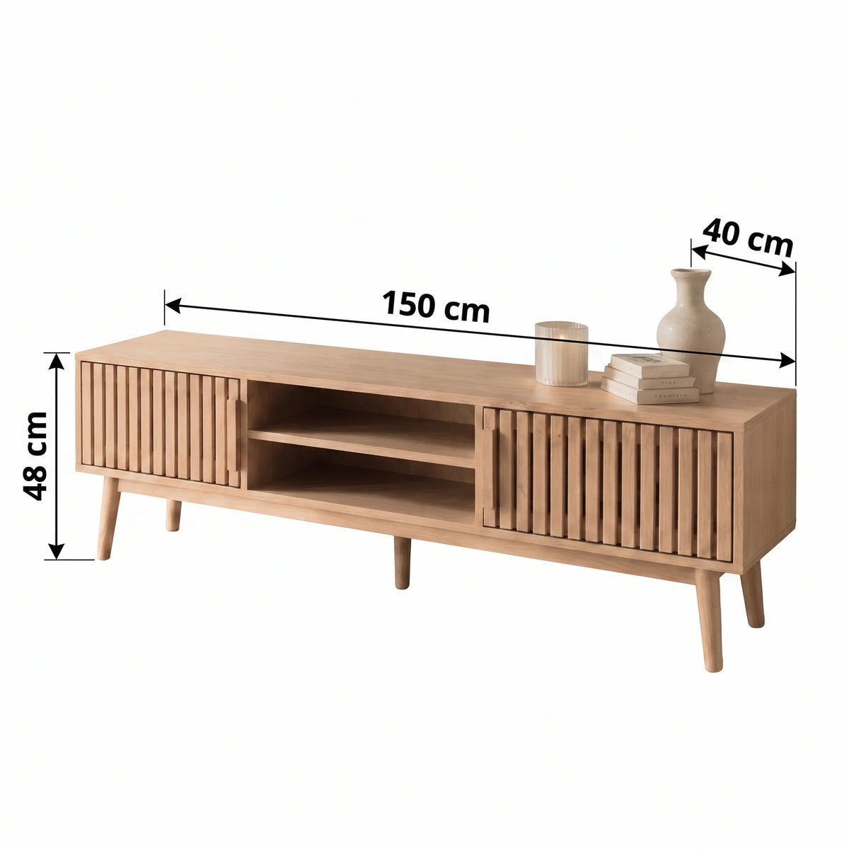 Meuble tv bois avec rangement pour box internet | Sable