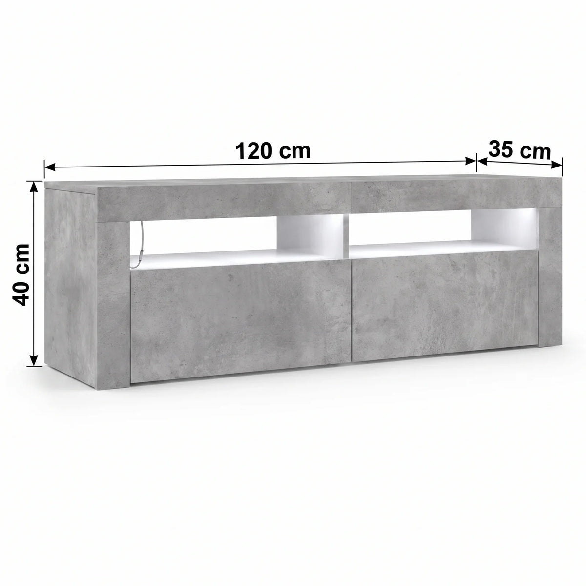 Meuble tv led gris béton | Cendra