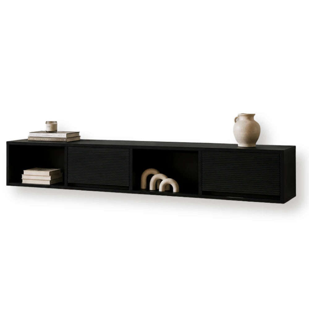 Meuble tv mural chêne noir 2 modules | Miro