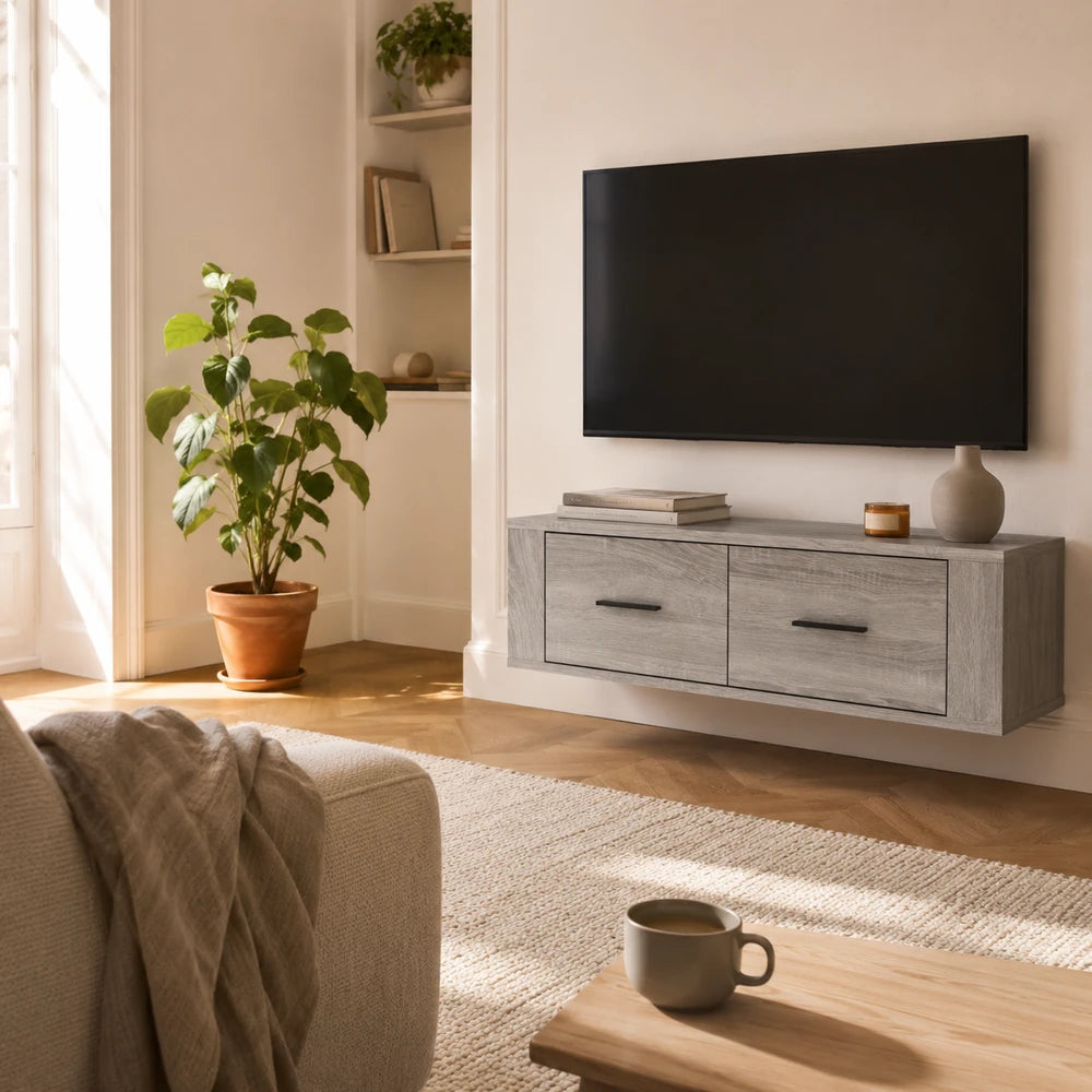 Meuble tv suspendu gris | Nyra